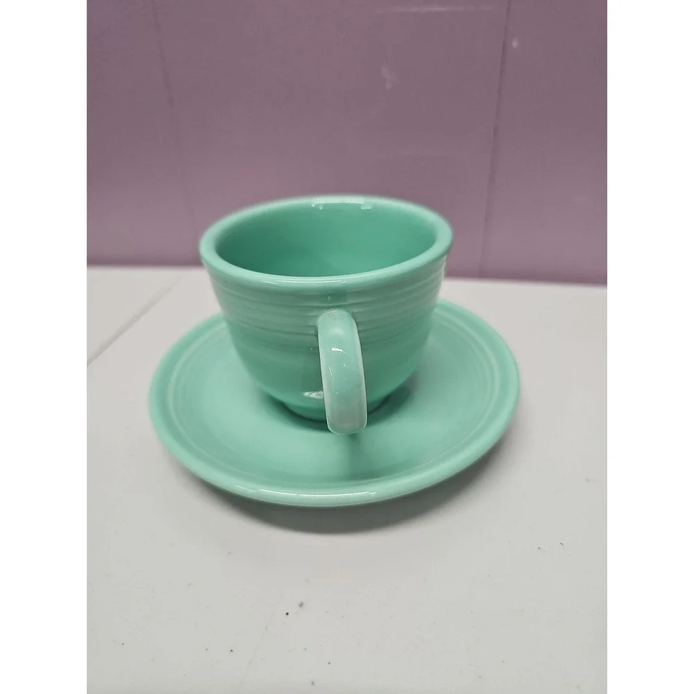 Fiesta Ware SEA MIST Green Tea Cup & Saucer Set Retired Color Homer Laughlin USA